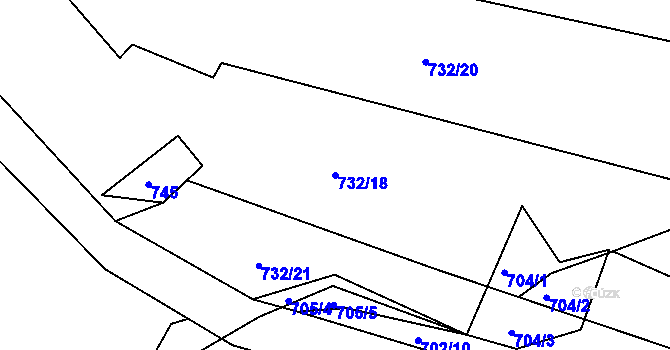 Parcela st. 732/18 v KÚ Horní Krupka, Katastrální mapa