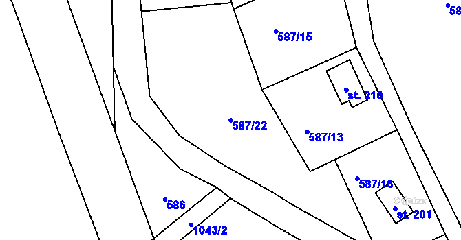 Parcela st. 587/22 v KÚ Horní Krupka, Katastrální mapa