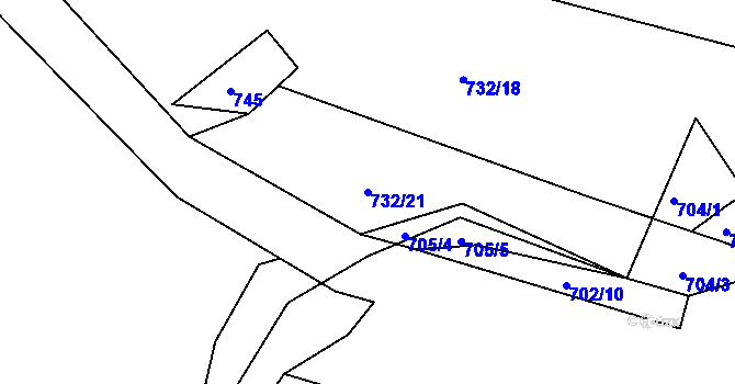 Parcela st. 732/21 v KÚ Horní Krupka, Katastrální mapa