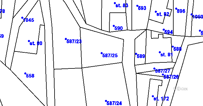 Parcela st. 587/25 v KÚ Horní Krupka, Katastrální mapa