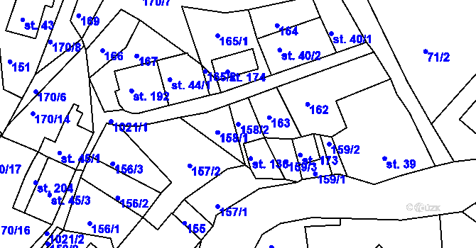 Parcela st. 158/2 v KÚ Horní Krupka, Katastrální mapa