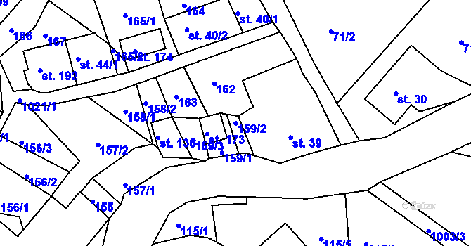 Parcela st. 159/2 v KÚ Horní Krupka, Katastrální mapa