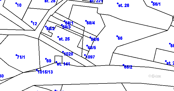 Parcela st. 68/5 v KÚ Horní Krupka, Katastrální mapa