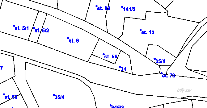 Parcela st. 56 v KÚ Vrchoslav, Katastrální mapa
