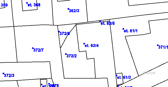 Parcela st. 62/4 v KÚ Vrchoslav, Katastrální mapa
