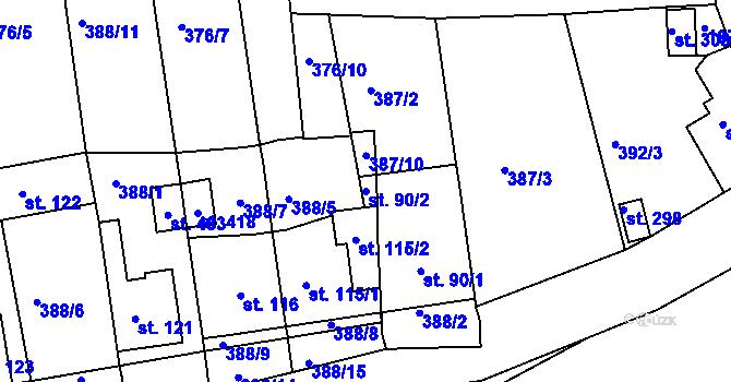 Parcela st. 90/2 v KÚ Vrchoslav, Katastrální mapa