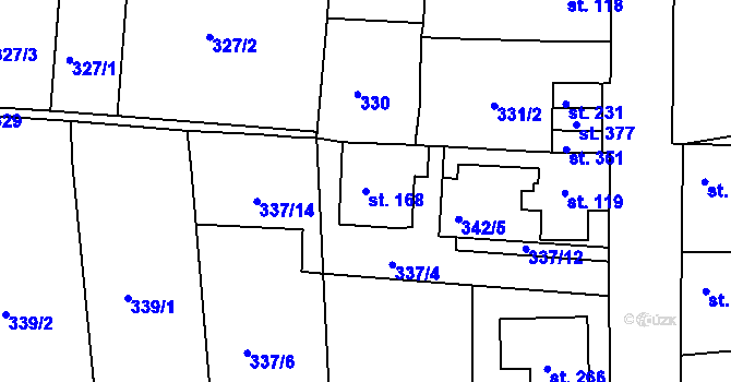 Parcela st. 168 v KÚ Vrchoslav, Katastrální mapa