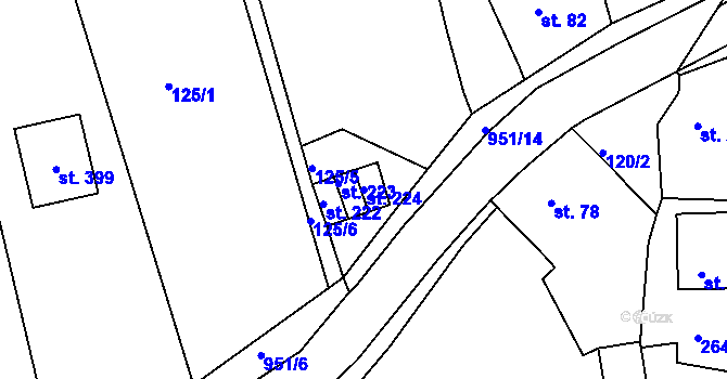 Parcela st. 224 v KÚ Vrchoslav, Katastrální mapa