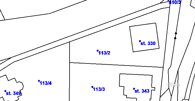 Parcela st. 113/2 v KÚ Vrchoslav, Katastrální mapa