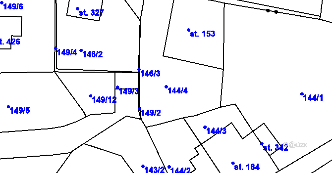 Parcela st. 144/4 v KÚ Vrchoslav, Katastrální mapa