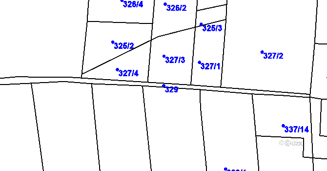Parcela st. 329 v KÚ Vrchoslav, Katastrální mapa