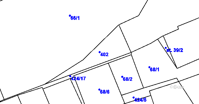 Parcela st. 402 v KÚ Vrchoslav, Katastrální mapa