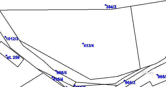 Parcela st. 413/4 v KÚ Vrchoslav, Katastrální mapa