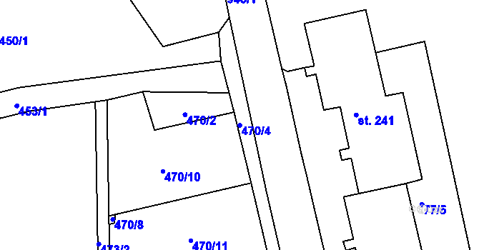 Parcela st. 470/4 v KÚ Vrchoslav, Katastrální mapa
