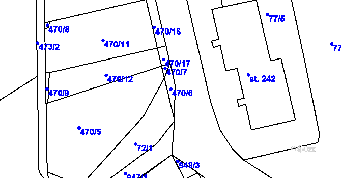 Parcela st. 470/6 v KÚ Vrchoslav, Katastrální mapa