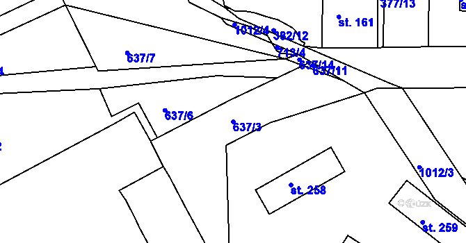 Parcela st. 637/3 v KÚ Vrchoslav, Katastrální mapa