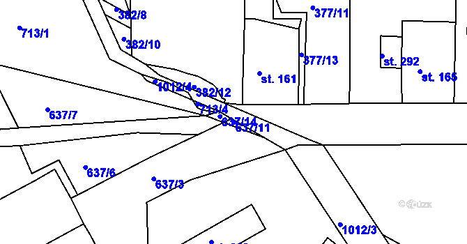 Parcela st. 637/11 v KÚ Vrchoslav, Katastrální mapa