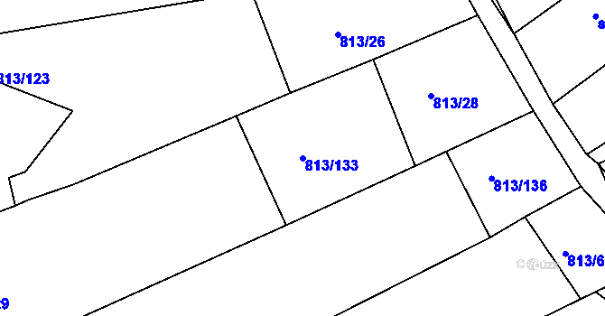 Parcela st. 813/133 v KÚ Vrchoslav, Katastrální mapa