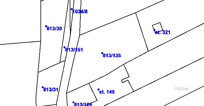 Parcela st. 813/135 v KÚ Vrchoslav, Katastrální mapa