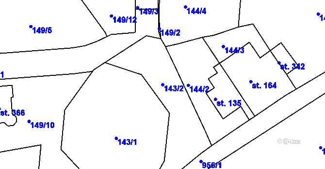 Parcela st. 143/2 v KÚ Vrchoslav, Katastrální mapa