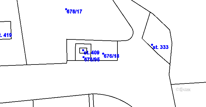 Parcela st. 676/18 v KÚ Vrchoslav, Katastrální mapa