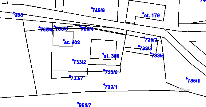 Parcela st. 380 v KÚ Vrchoslav, Katastrální mapa