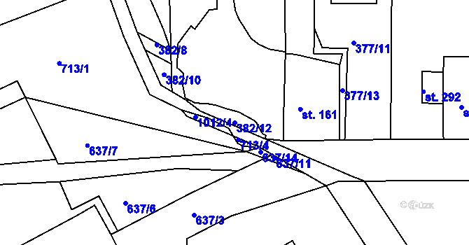 Parcela st. 382/12 v KÚ Vrchoslav, Katastrální mapa
