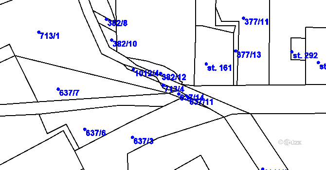 Parcela st. 713/4 v KÚ Vrchoslav, Katastrální mapa