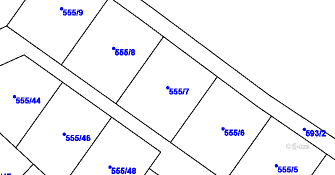 Parcela st. 555/7 v KÚ Vrchoslav, Katastrální mapa