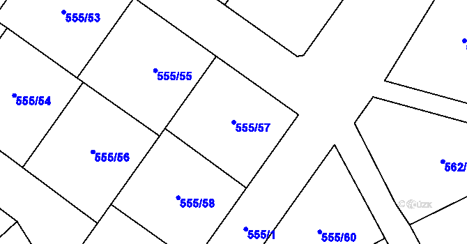 Parcela st. 555/57 v KÚ Vrchoslav, Katastrální mapa