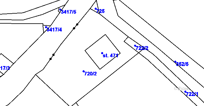 Parcela st. 471 v KÚ Vrchoslav, Katastrální mapa