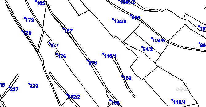 Parcela st. 116/1 v KÚ Fojtovice u Krupky, Katastrální mapa