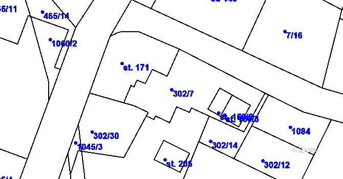 Parcela st. 302/7 v KÚ Fojtovice u Krupky, Katastrální mapa