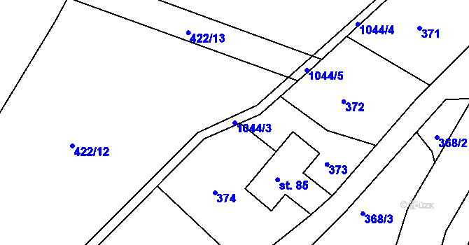Parcela st. 1044/3 v KÚ Fojtovice u Krupky, Katastrální mapa