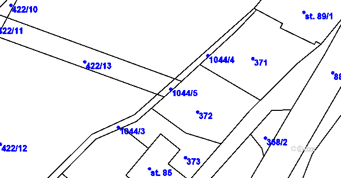Parcela st. 1044/5 v KÚ Fojtovice u Krupky, Katastrální mapa