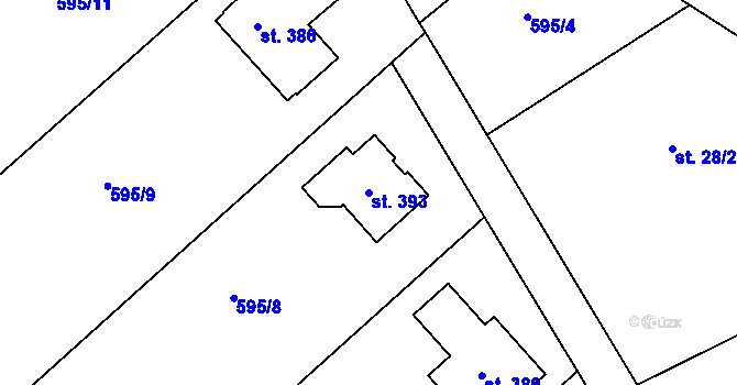 Parcela st. 393 v KÚ Krusičany, Katastrální mapa