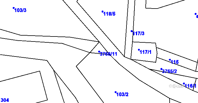 Parcela st. 3766/11 v KÚ Krusičany, Katastrální mapa