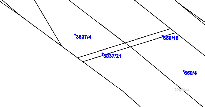 Parcela st. 3837/21 v KÚ Krusičany, Katastrální mapa