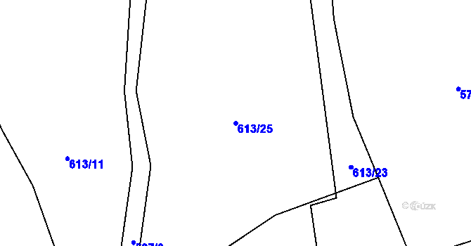 Parcela st. 613/25 v KÚ Krusičany, Katastrální mapa