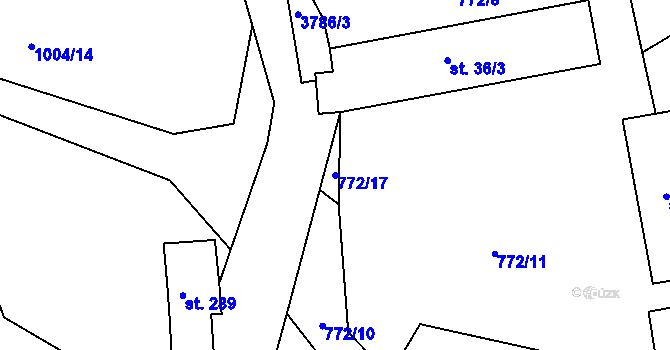 Parcela st. 772/17 v KÚ Krusičany, Katastrální mapa