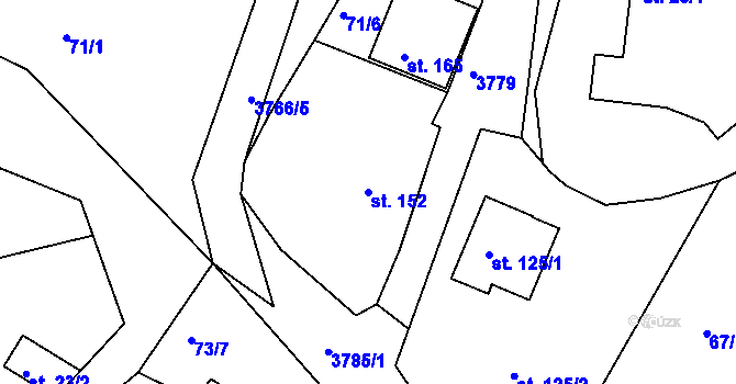 Parcela st. 152 v KÚ Krusičany, Katastrální mapa