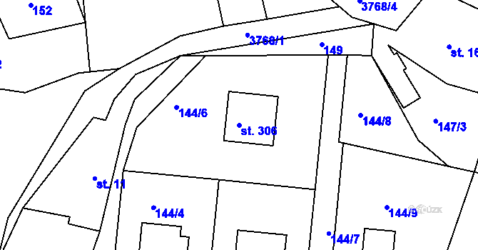 Parcela st. 306 v KÚ Krusičany, Katastrální mapa