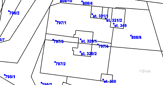 Parcela st. 320/3 v KÚ Krusičany, Katastrální mapa