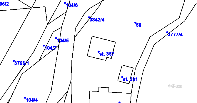 Parcela st. 357 v KÚ Krusičany, Katastrální mapa
