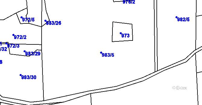 Parcela st. 983/5 v KÚ Krusičany, Katastrální mapa