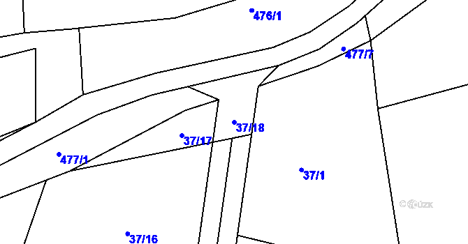 Parcela st. 37/18 v KÚ Krusičany, Katastrální mapa