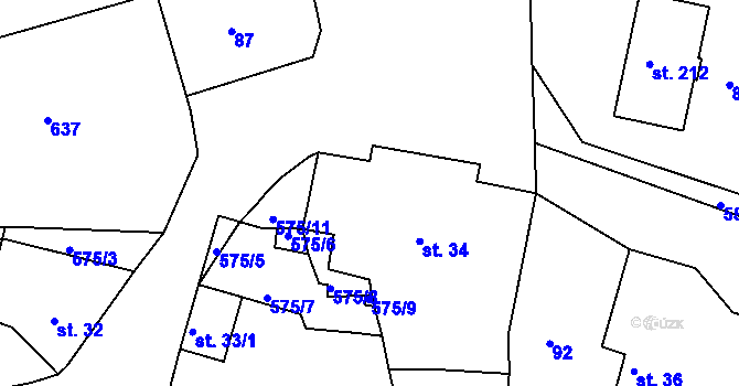 Parcela st. 34 v KÚ Krušovice, Katastrální mapa