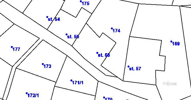Parcela st. 56 v KÚ Krušovice, Katastrální mapa