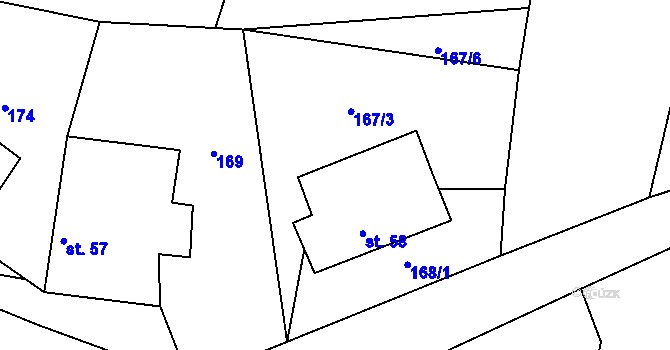 Parcela st. 58 v KÚ Krušovice, Katastrální mapa