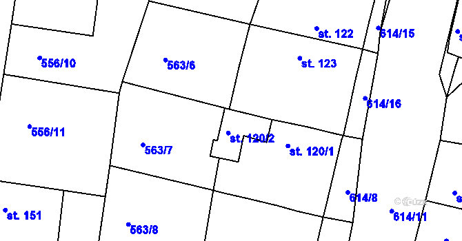 Parcela st. 120/2 v KÚ Krušovice, Katastrální mapa